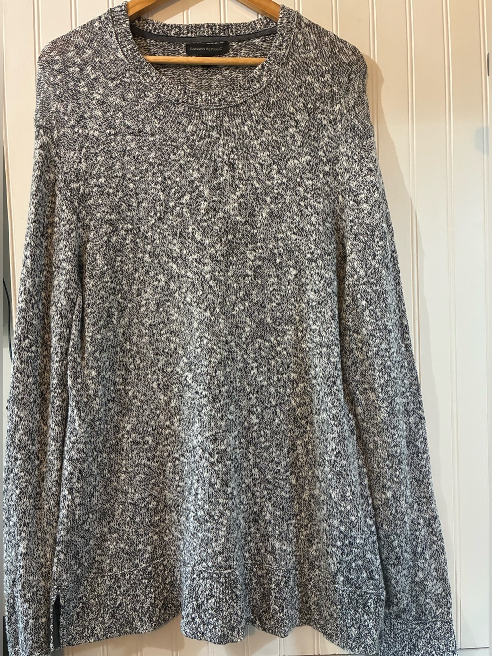 Banana Republic Black & White Marled Crewneck Sweater
